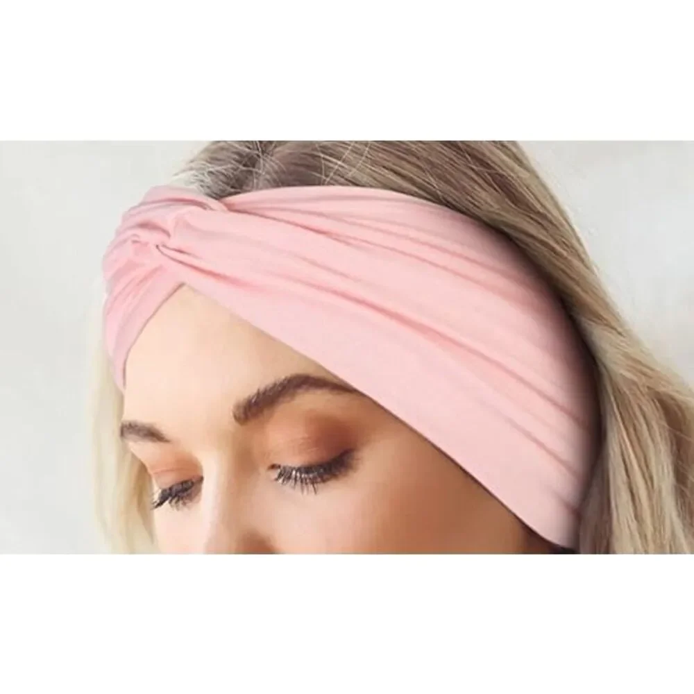 HeadBands Light Teal   Wide Large Turban Boho Cloth Hairband Twisted Knot Yoga